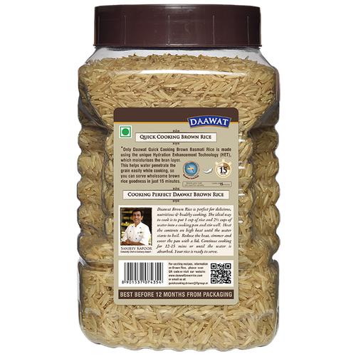 Daawat Basmati Rice - Brown (Quick Cooking), 1 kg Jar
